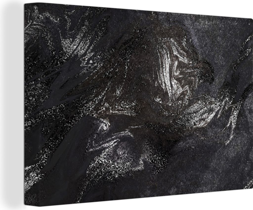 OneMillionCanvasses - Leinwandbilder - 150x100 cm, Marmor - Steine - Schwarz, Wandbilder Kunstdruck Wanddekoration - Foto auf Leinwand - Gemälde...