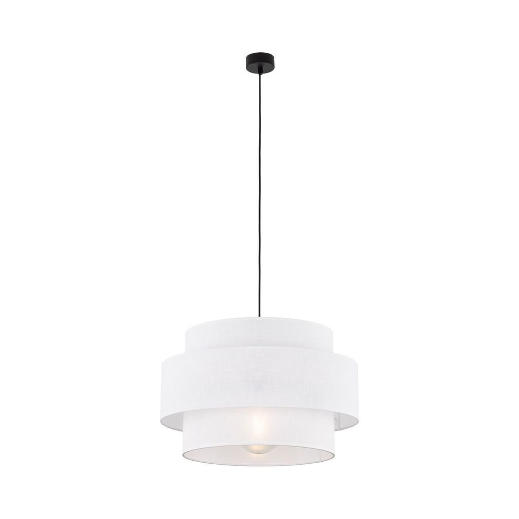 Hängelampe Metall Stoff rund Ø 50 cm H: max. 160 cm Schwarz Weiß E27 Modern Hängeleuchte
