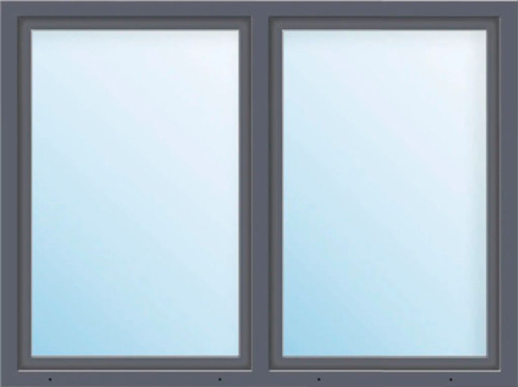 ARON Basic+ Kunststofffenster 2 Flügelig (Dreh/Dreh-Kipp) mit beweglichem Pfosten (Stulp) 105x110 cm RAL 7016 anthrazitgrau (Förderfähig)