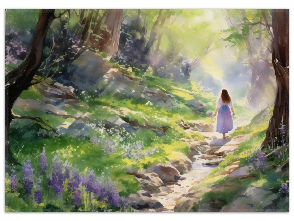 Wallario Premium Teppich, Größe 50 x 70 cm, Wanderung im Morgenlicht