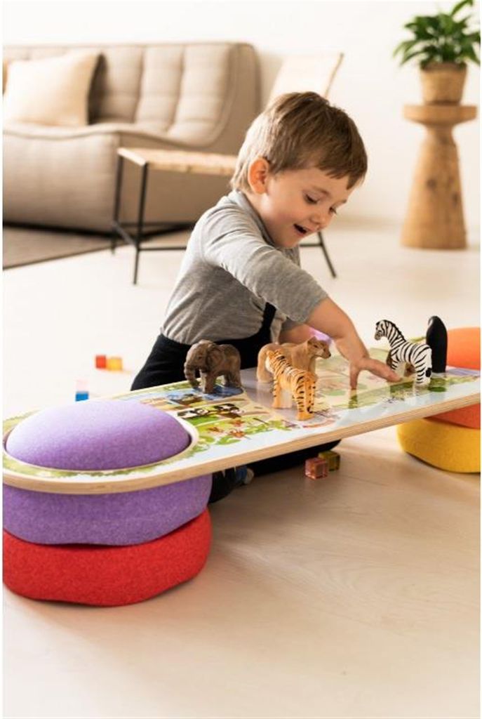 BaaVi Holzbrücke Balance Spiel mit Sticker Farm