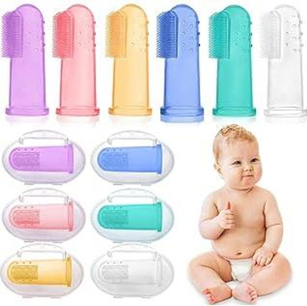 HBselect 6 Stück Baby Finger-Zahnbürste Baby Tongue Cleaner Zahnpflege Silikon Mundpflege mit Aufbewahrungsbox Zähneputzen Massage für Mundhöh...