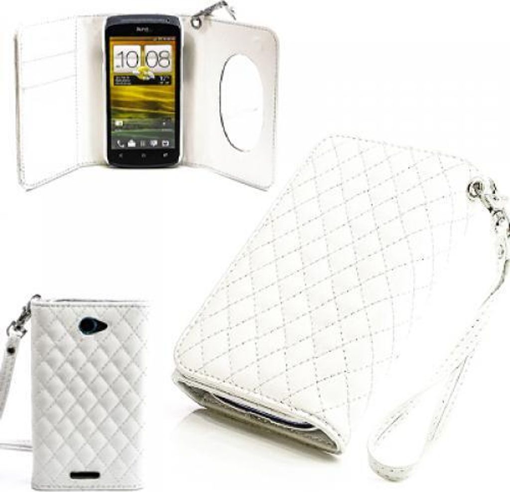 HTC One S (Z520e) Booksytle Handtasche Mirror Weiss