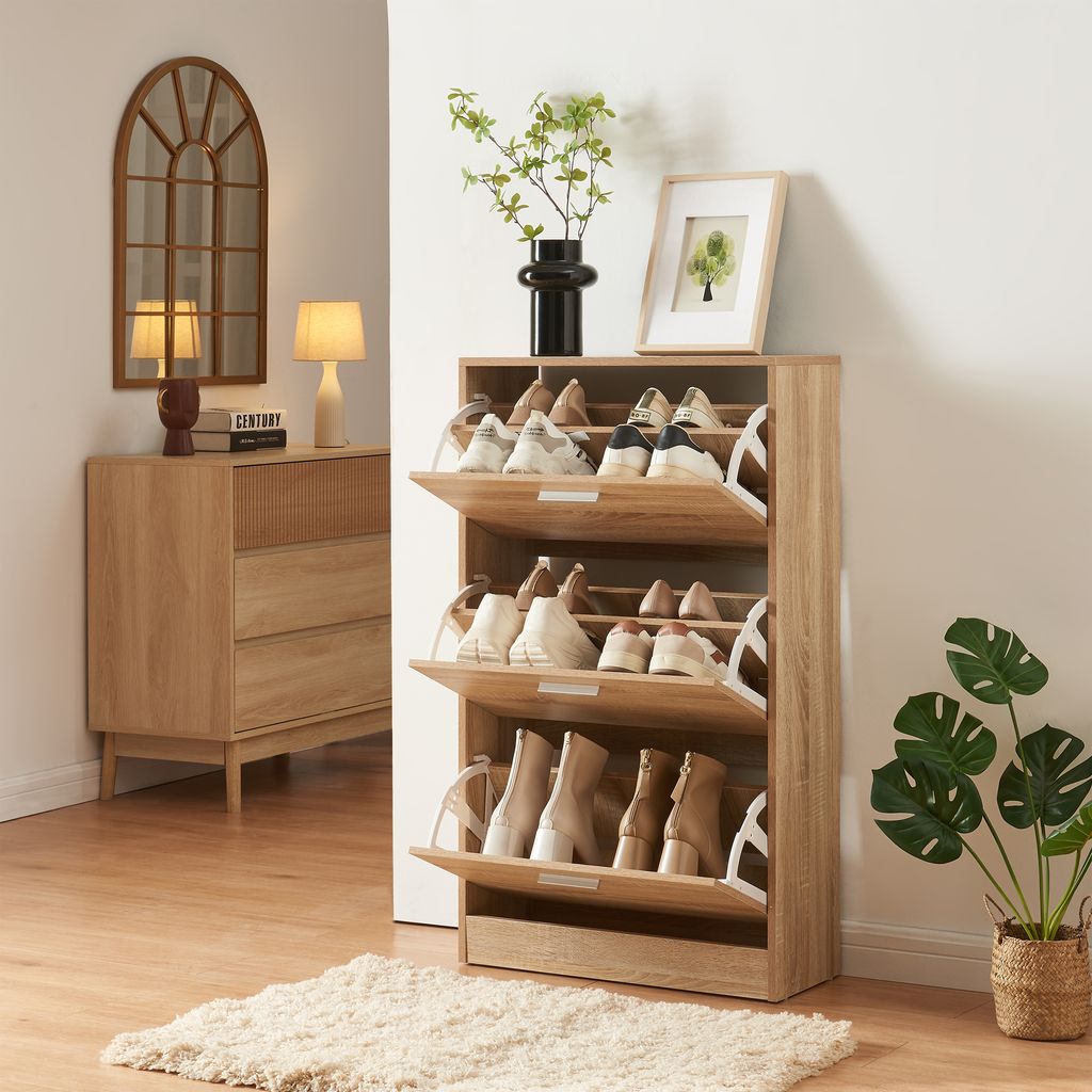 Schuhschrank 'Sykkylven' Schuhkipper mit 3 Klappen 103 x 60 Produktbild 