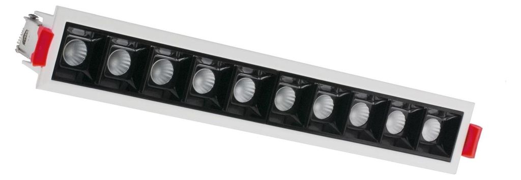 CENTURY MINIMAL Einbau-LED-Leuchte, linear, 20 W, 3000 K, 1600 lm, CRI 95, 45°, Montageclip