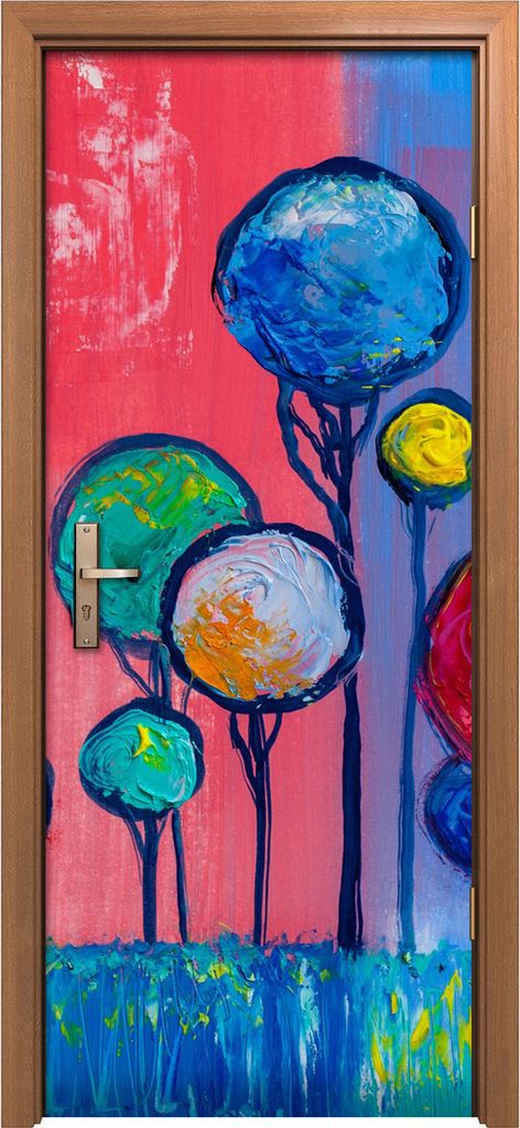 Türposter 80x200 cm Türaufkleber Türtapete Türfolie Klebefolie Bäume malen künstlerischen