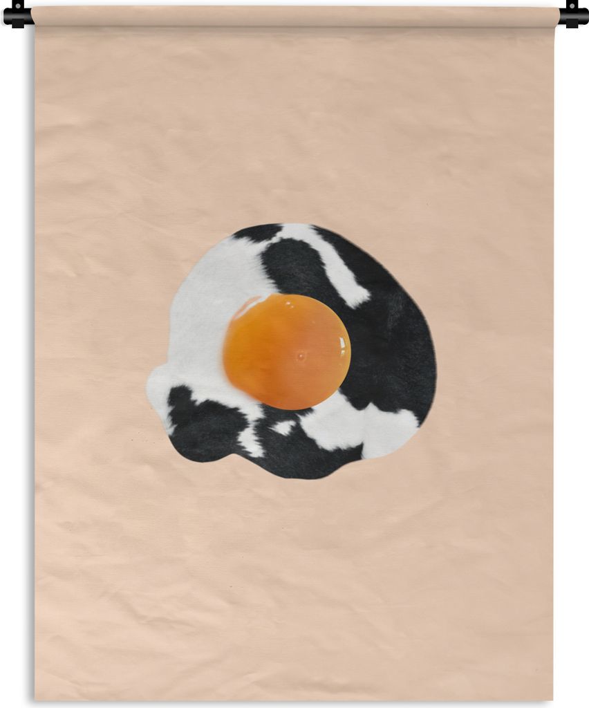 MuchoWow Wandteppich Wandbehang Ei - Lebensmittel - Kuhdruck - Tiere 150x200 cm Tapisserie Dekoration Wandtuch - Wandaufhängung - Moderner