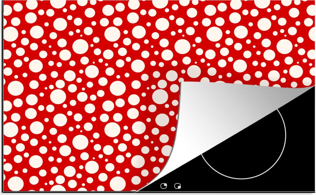 KitchenYeah Herdabdeckplatte Seifenblasen - Rot - Punkte - Muster , 81x52cm, Küche Deko, Glaskeramikkochfeld Herdabdeckung, Abdeckplatte fùr Ko...