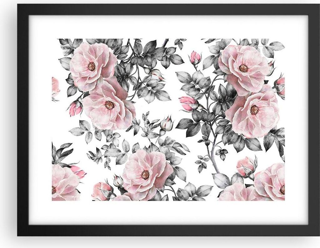 Gerahmtes Poster - Schwarzer Rahmen - Blumen Blätter Produktbild 