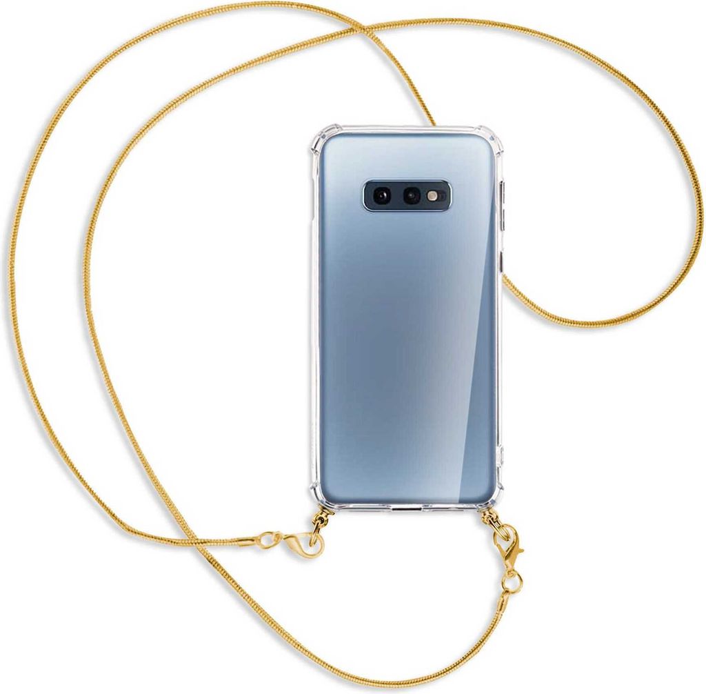 Handykette Backcover-Schutzhülle mit Band (Metall goldfarben) für Samsung Galaxy S10e - goldfarbene Kette Snake