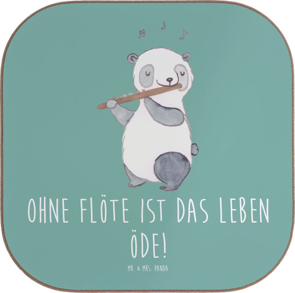 Mr. & Mrs. Panda Flaschenuntersetzer Flöte Leben - Meeresbrise - Geschenk, Tischuntersetzer, Flötist, Holzuntersetzer, Coaster, Lernen, Musiker, ...