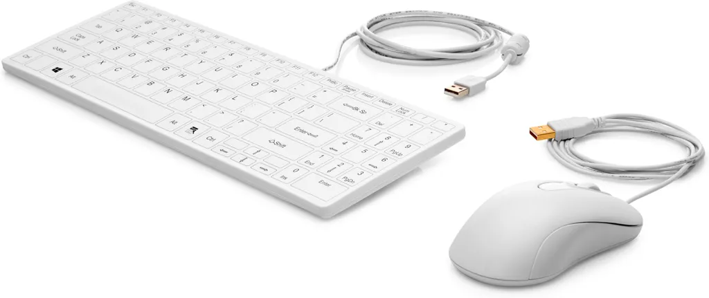 Clavier HP Healthcare Blanc Nettoyable et Souris Filaire USB QWERTY