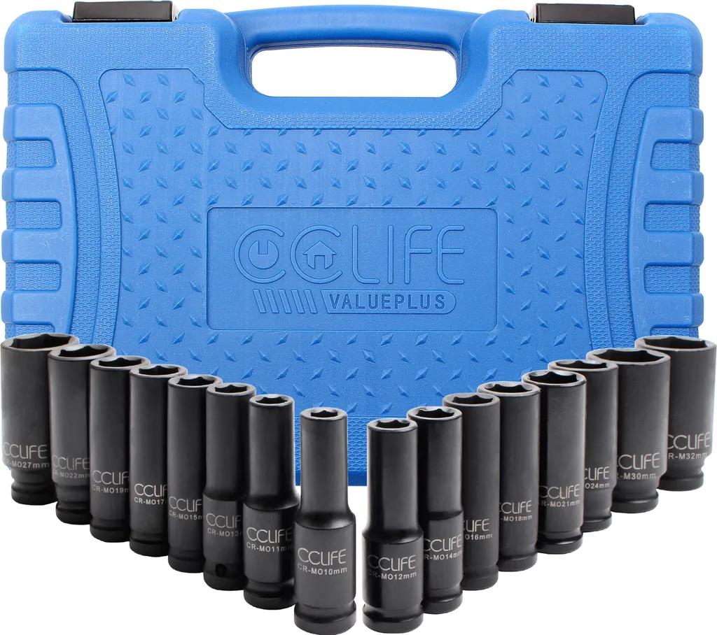 Kit 16 Bussole Macchina 1/2 Impact CCLIFE 10-32mm con Valigetta