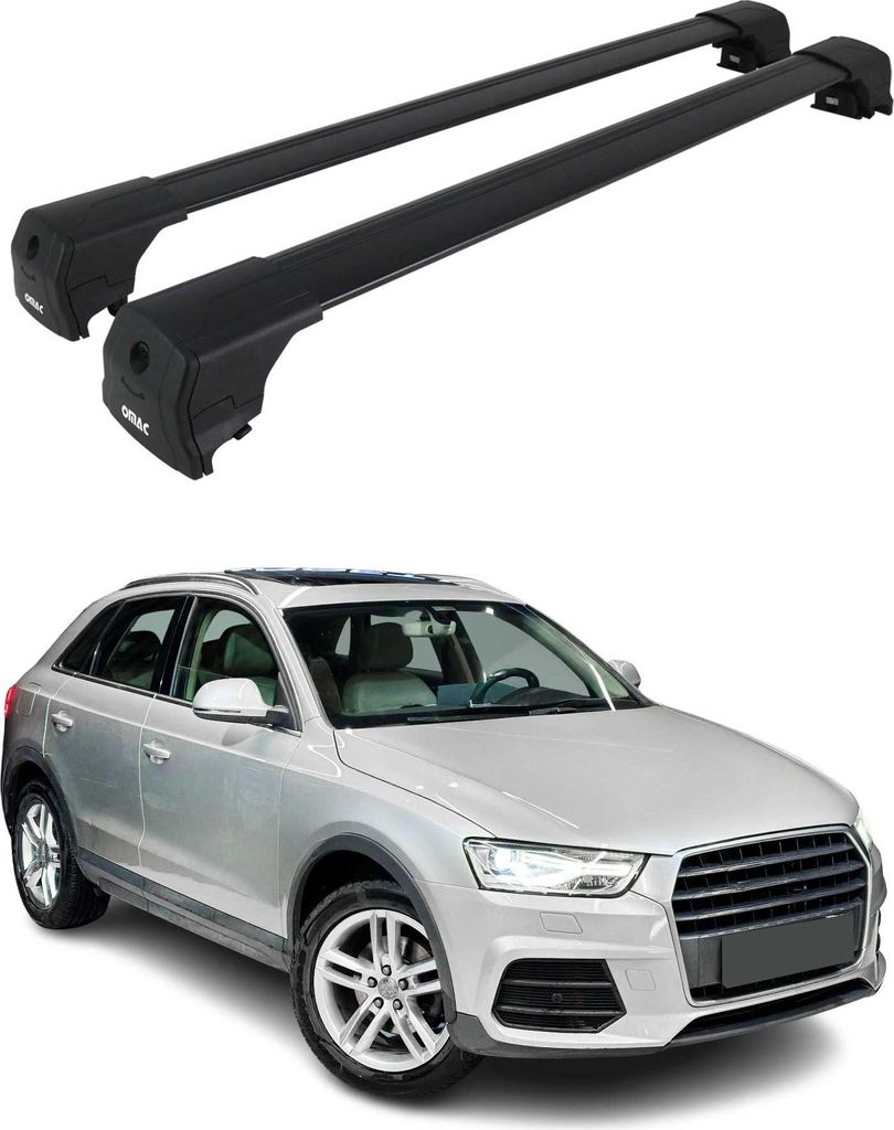 Dachträger Grundtäger für Audi Q3 mk1 2011-2018 75kg Aluminium Schwarz 2 tlg