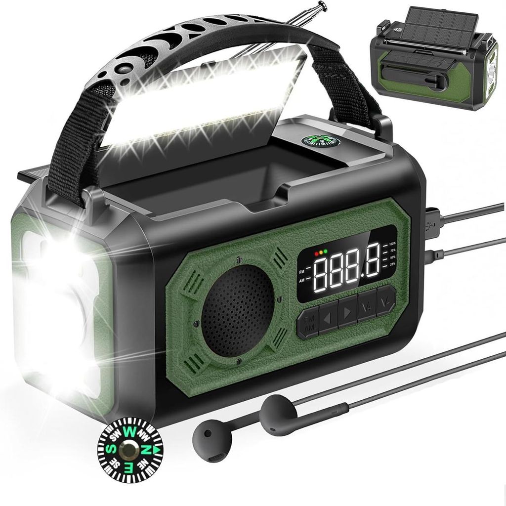 Portable Solar-Notfallradio mit Handkurbel, AM/FM/SW, Produktbild 