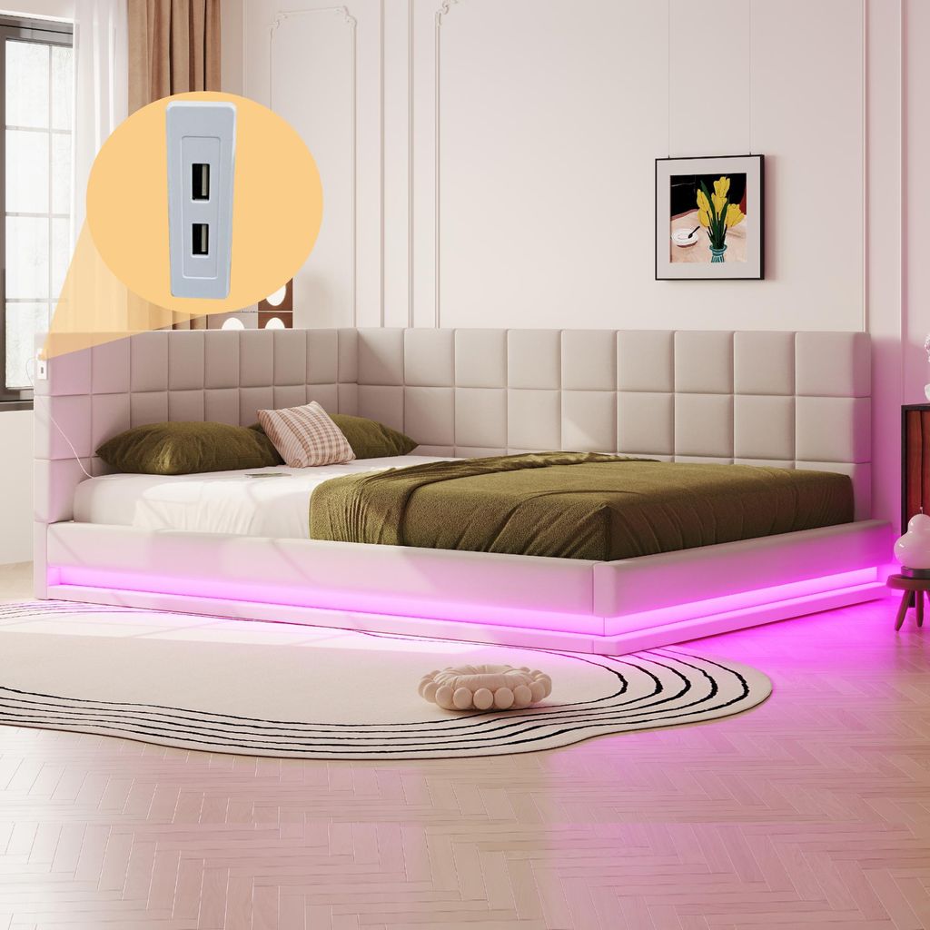 Flieks Polsterbett 160x200cm mit USB & LED, Tagesbett Produktbild 