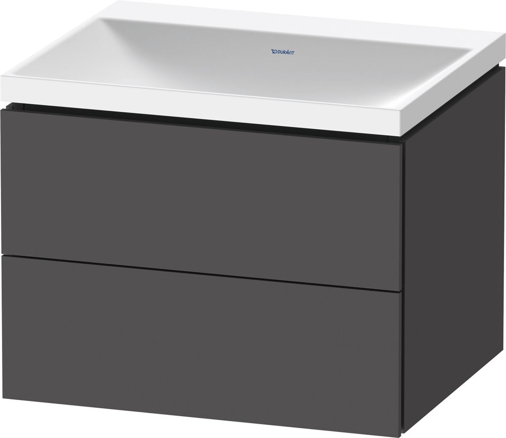 Duravit L-Cube c-shaped Set wandhängend, 2 Schubkästen, ohne Überlauf, ohne Hahnloch, 600x480x480mm, LC6950N49490000