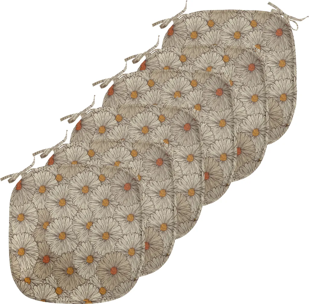 Galettes de Chaise Cuisine Lot de 6 Coussins Fleurs Oranges 40x40cm