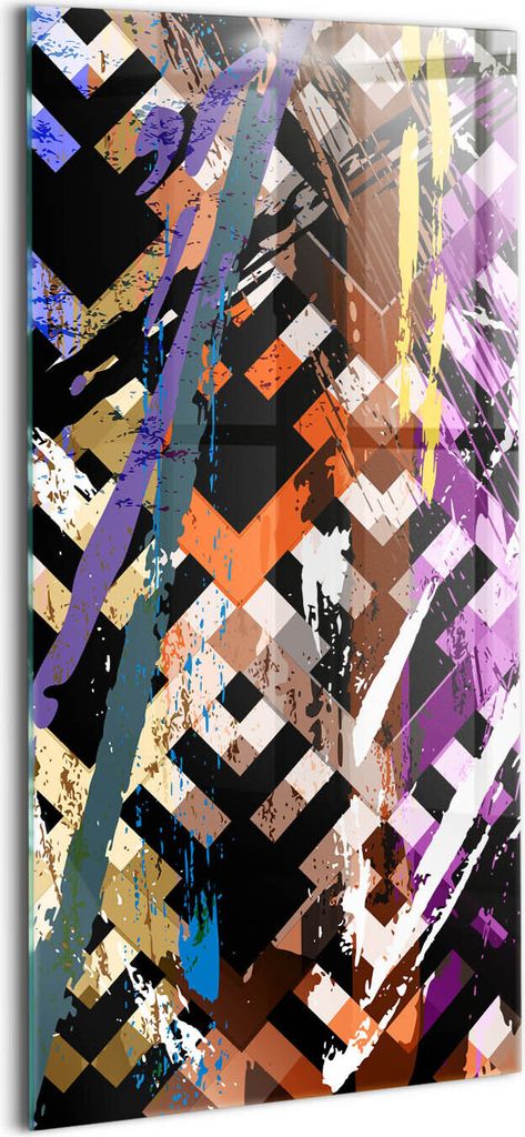 Designer Glasbild - Wandbild - Glas Bild - 70x140 cm - Bunte Streifen