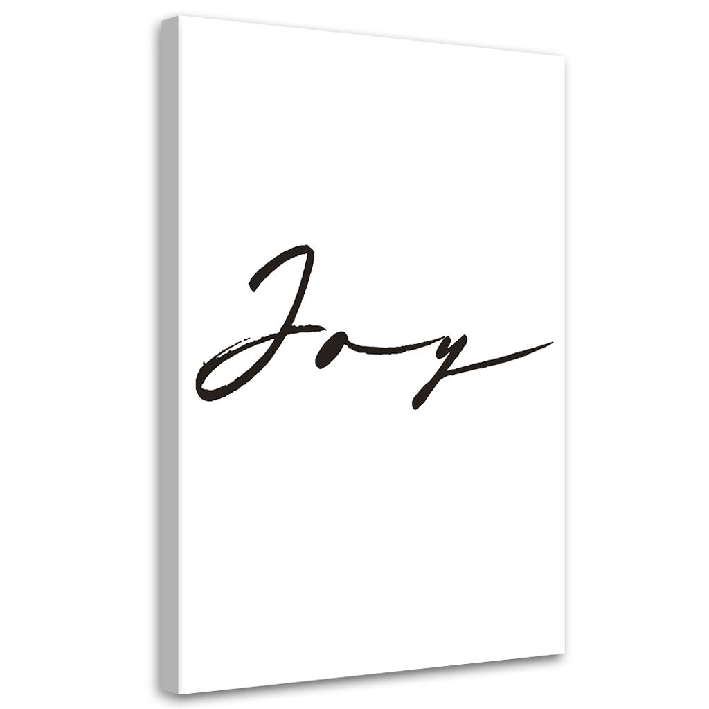 Leinwandbild Aufschrift: Freude 70x100 Feeby Schwarz-Weiß bild für die wand bereit zum aufhängen
