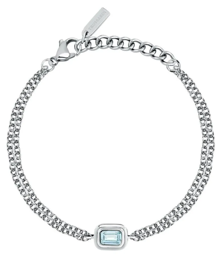 Bracelet T-Design en Acier Inoxydable avec Zircon Bleu Anti-Ternisse