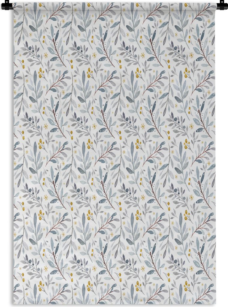MuchoWow Wandteppich Wandbehang Vintage - Blätter - Weiß 90x135 cm Tapisserie Dekoration Wandtuch - Baumwolle - Wandskulptur