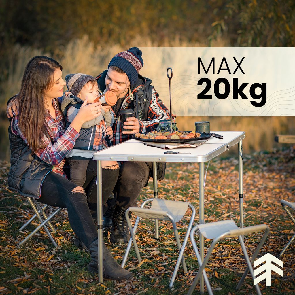 Ensemble Camping 7 Pièces Outsunny – Table + 6 Chaises Pliantes, Rangement Compact, Poches Latérales – Gris Foncé, 120 X 55 X 50 Cm