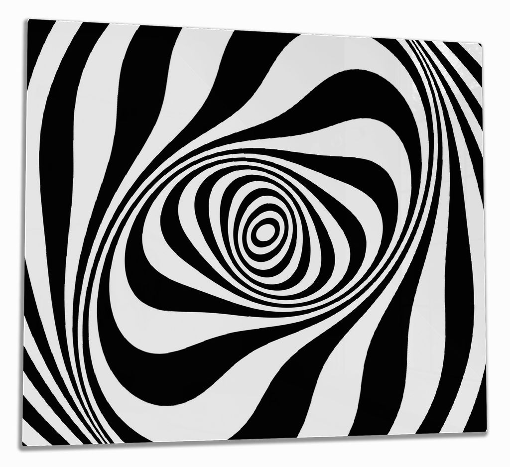 Wallario Herdabdeckplatte aus Glas, Größe 60 x 52 cm 1-teilig, Motiv Optische Täuschung - Zebra Muster - schwarz weiß