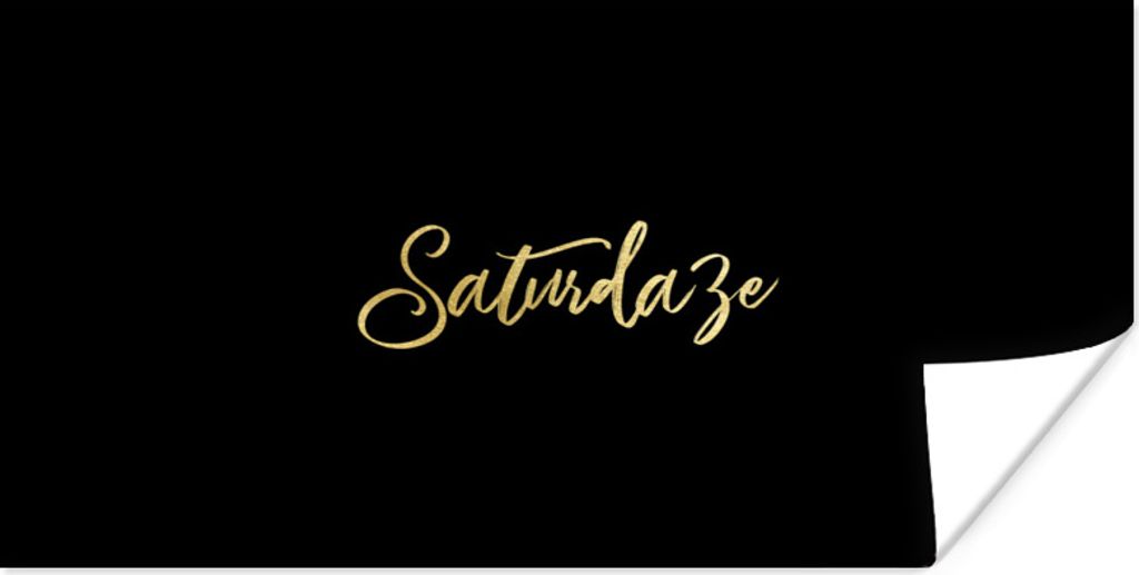 MuchoWow Poster Zitat - Wochenende - Gold - Schwarz 160x80 cm - Foto Poster