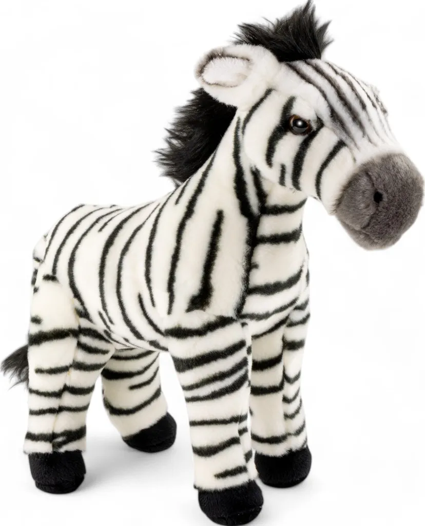 Grande Peluche Zèbre debout 30cm pour Enfant - Animal en peluche doux