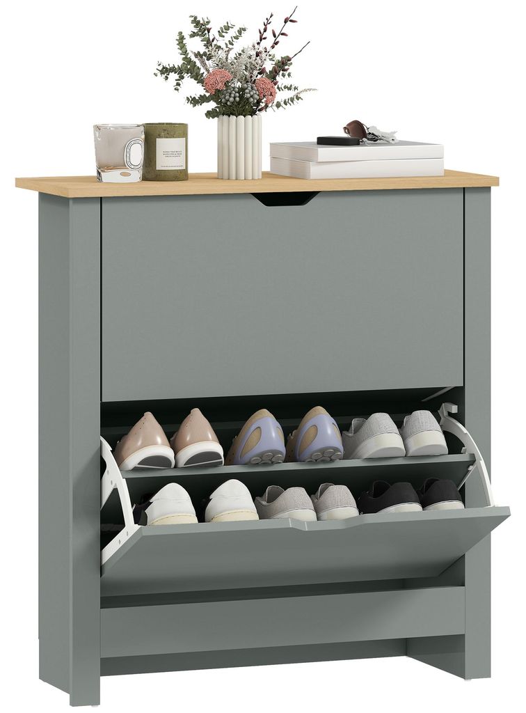 HOMCOM Schuhschrank mit 2 Klappen, verstellbar Trennwand Produktbild 