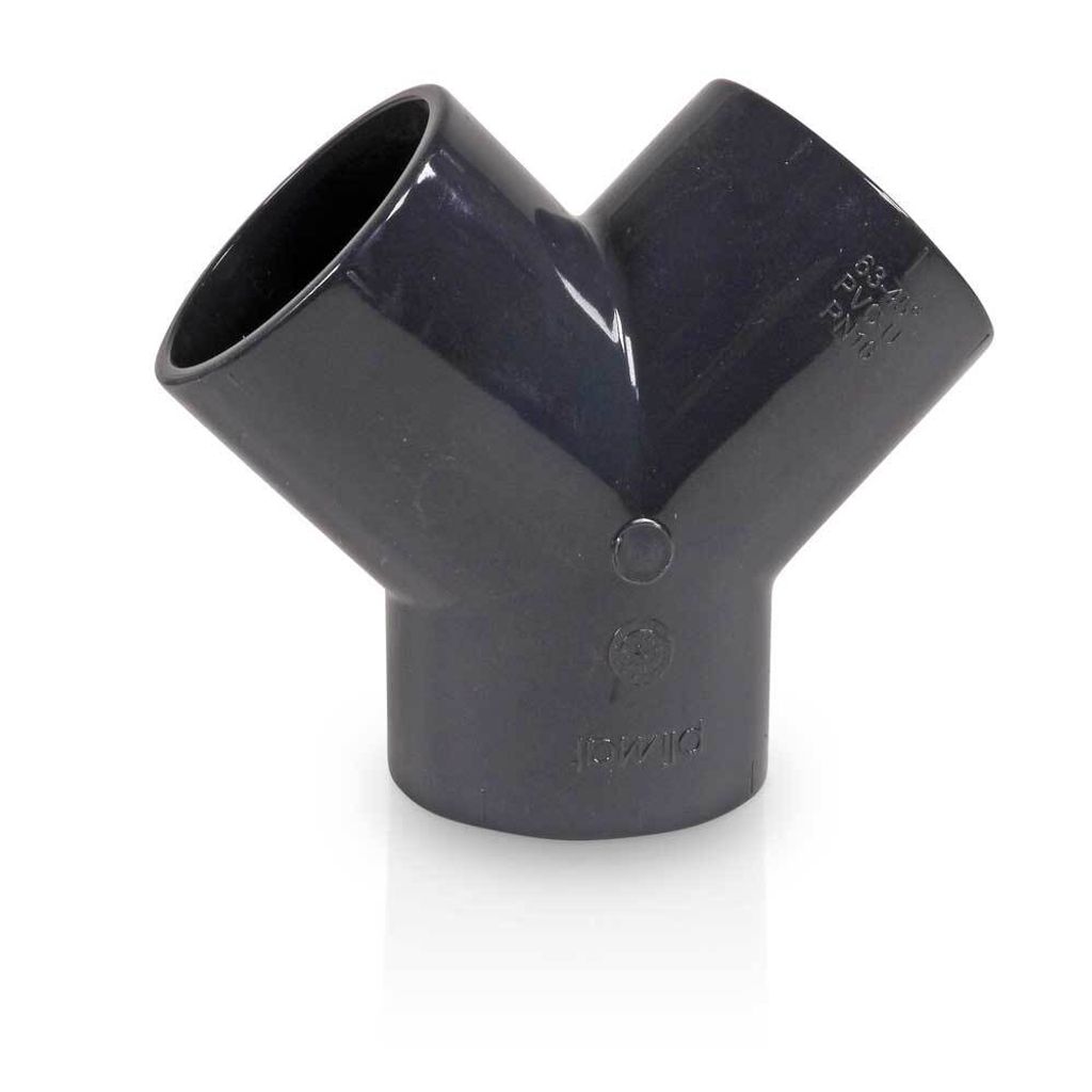 Mega Y-Stück PVC-U 63 mm Klebemuffe 10 bar, grau