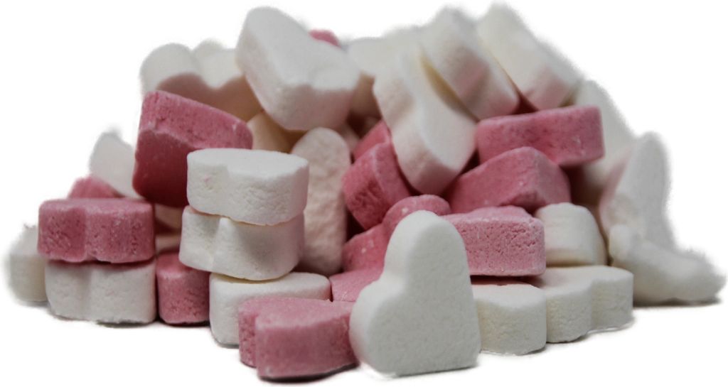 Rosa/Weisse Pfefferminz Herzen Menge:300g