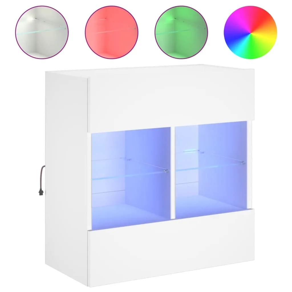 Mobile TV Pensile Bianco LED 58,5x30x60,5 cm - Arredo Soggiorno Luminoso