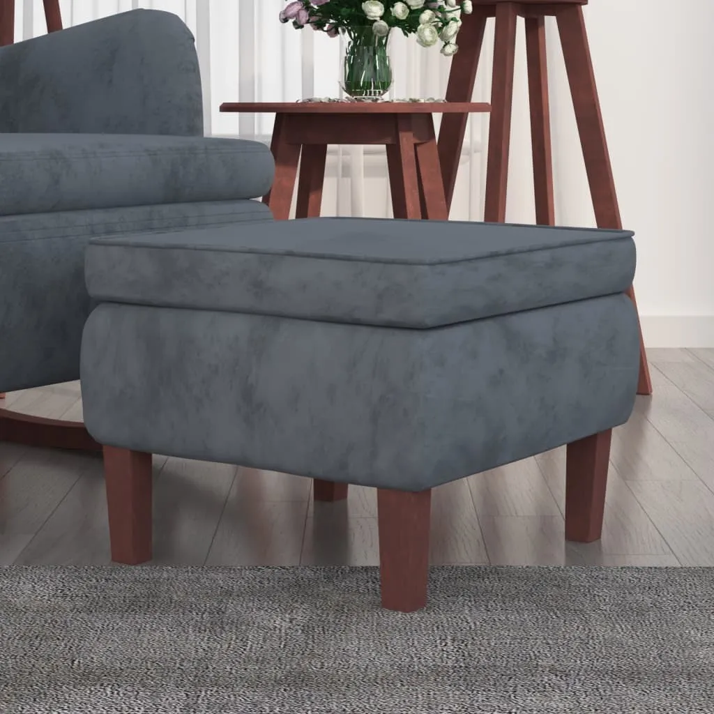 The Living Store Sgabello Velluto Grigio Scuro | Comfort per la Famiglia