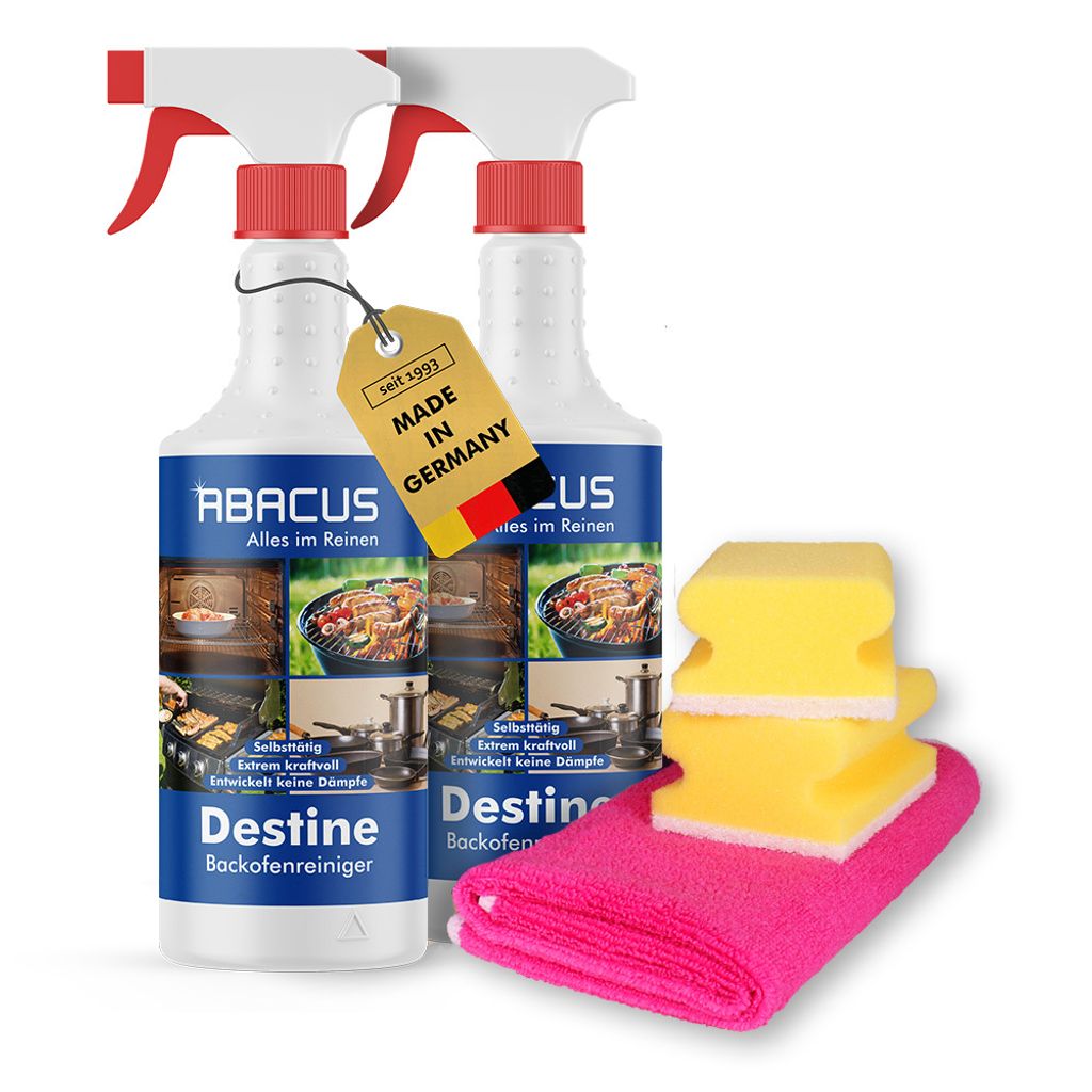 ABACUS Backofenreiniger, Grillreiniger mit Mikrofasertuch & Schwämmen - Backofen- & Grillreiniger Set 750 ml gebrauchsfertig (7397)