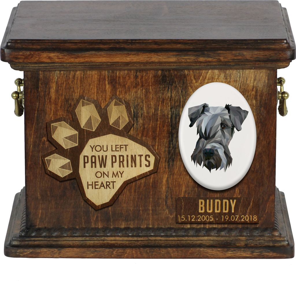 Tschechischer Terrier, Böhmischer Terrier, Český Teriér Personalisierte Hundeurne mit Gravur, Erinnerungsbox für Hundeknochen von der Marke ...