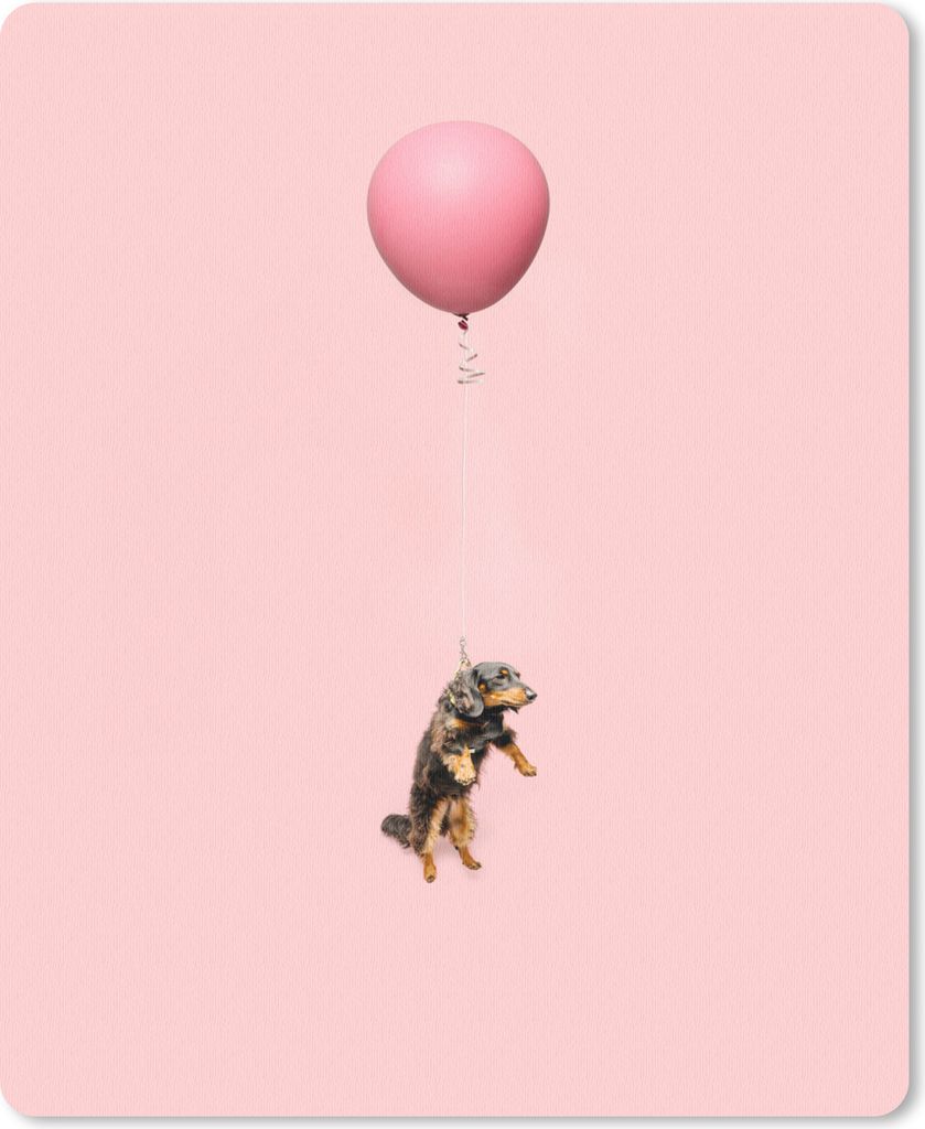 MuchoWow Mauspad Mousepad Dackel auf einem rosa Luftballon 19x23 cm - Mousepads - Maus Mat - Pad - Mausunterlage - Mauspads - Spielen