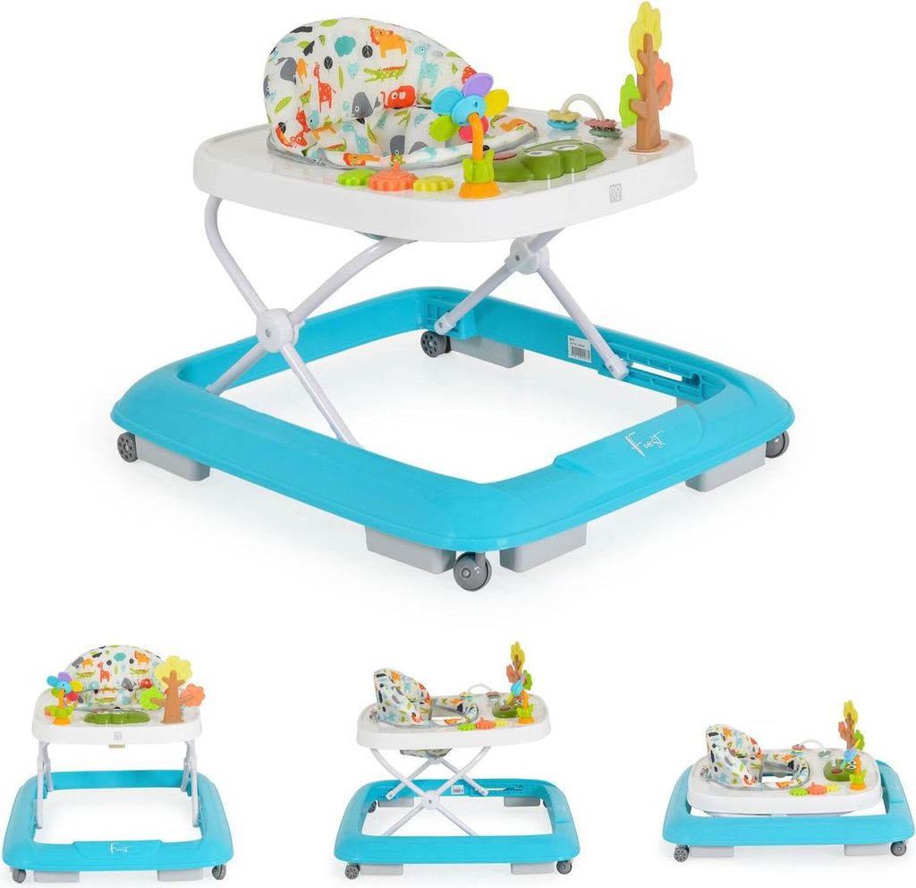 Moni Lauflernhilfe Forest Lieder Lichter Spielcenter Räder faltbar Stopper 12 kg blau weiß