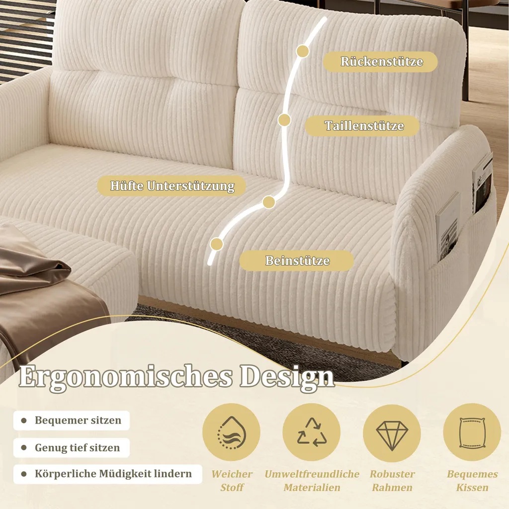 Optimisez votre Salon : Canapé Beige Modulable avec Poches de Rangement - 2
