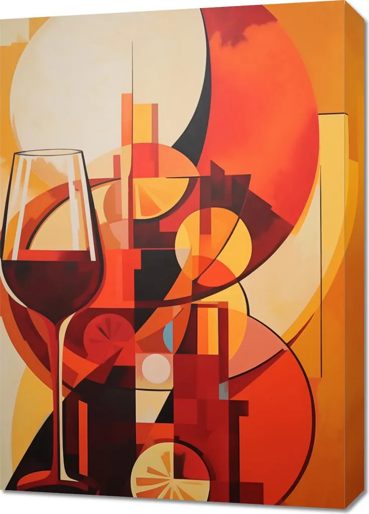 Décoration Murale Salon Image 50x70 cm Verre de Vin Ambiance Cozy