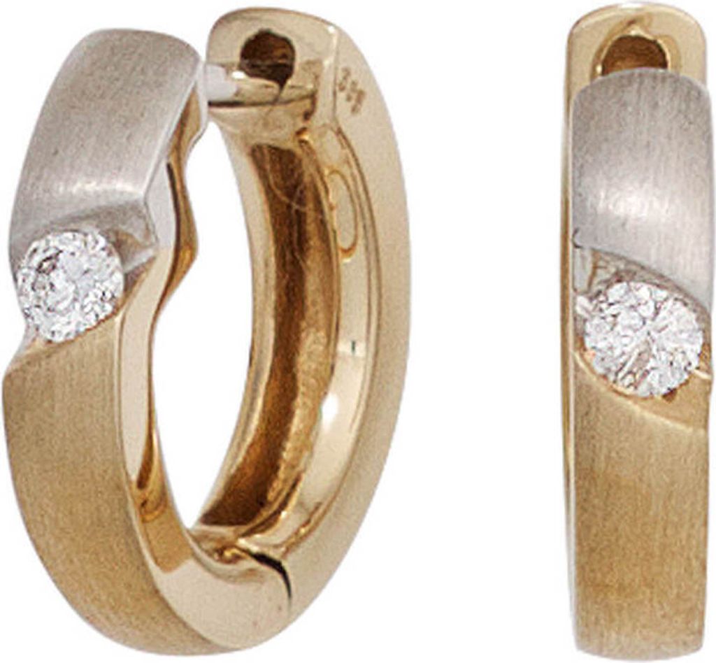 Ohrringe 12,7mm Creolen mit Diamanten Brillanten 585 Gold Gelbgold Goldohrringe