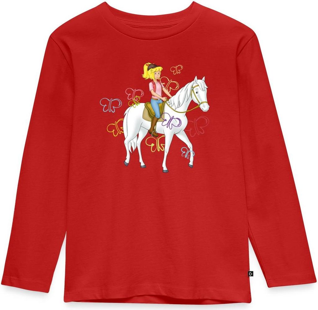 Spreadshirt Bibi Und Tina Bibi Reitet Auf Stute Sabrina Kinder Premium Langarmshirt, 134/140 (8 Jahre), Rot