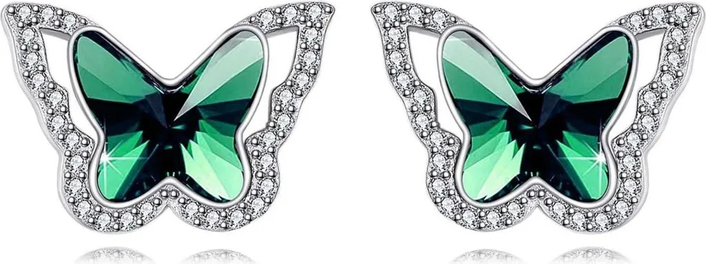 Orecchini Farfalla Cristallo Verde Argento 925 | Gioiello Donna VONALA