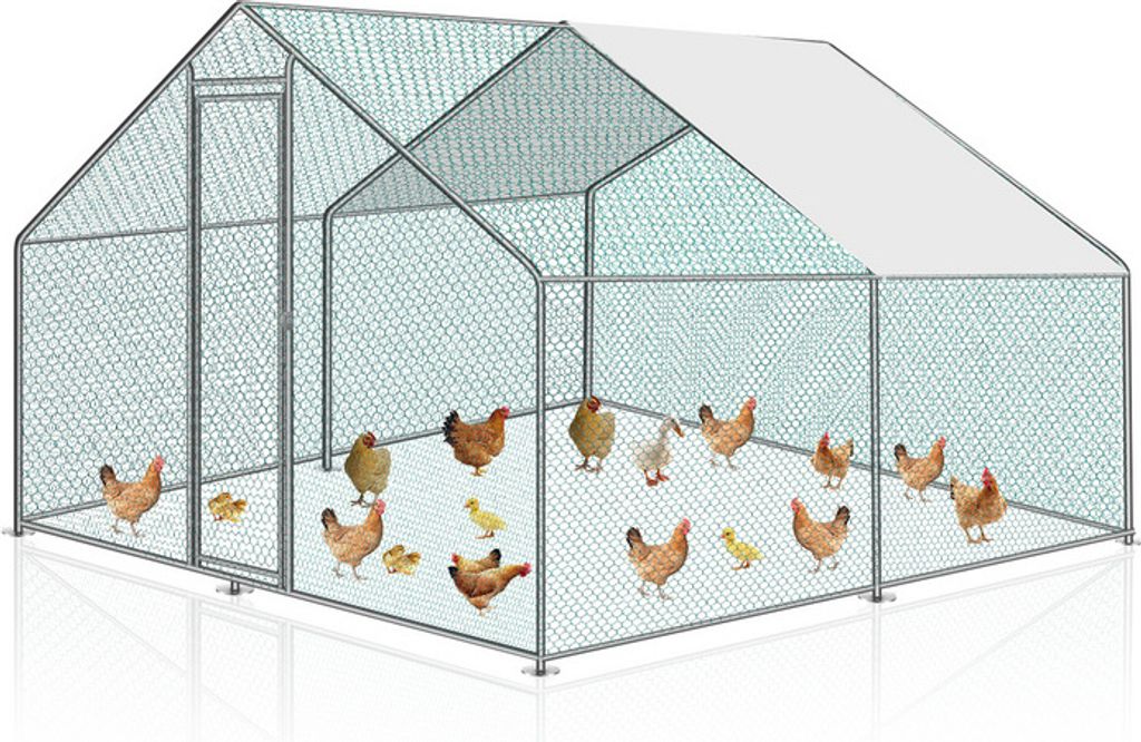 TolleTour Hühnerstall Outdoor großer Hühnerhaus Dach Freilaufgehege Geflügelstall mit PE Verzinkter Stahlrahmen und abschließbare Tür 3 x 3 x...