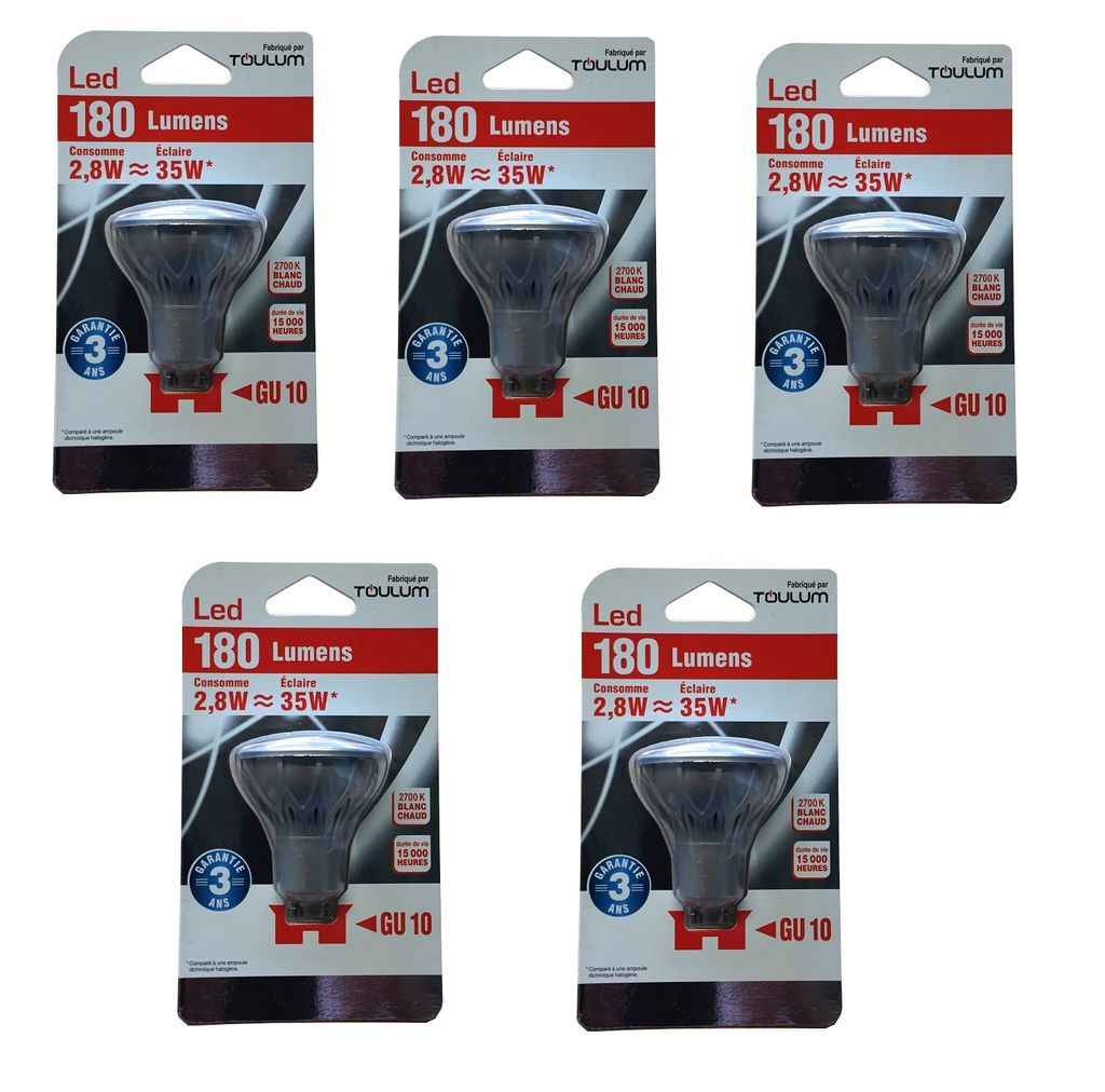 5x LED GU10 2,8 Watt Glühbirne Glühlampe Energiesparlampe Spots 2700K warmweiß 100°