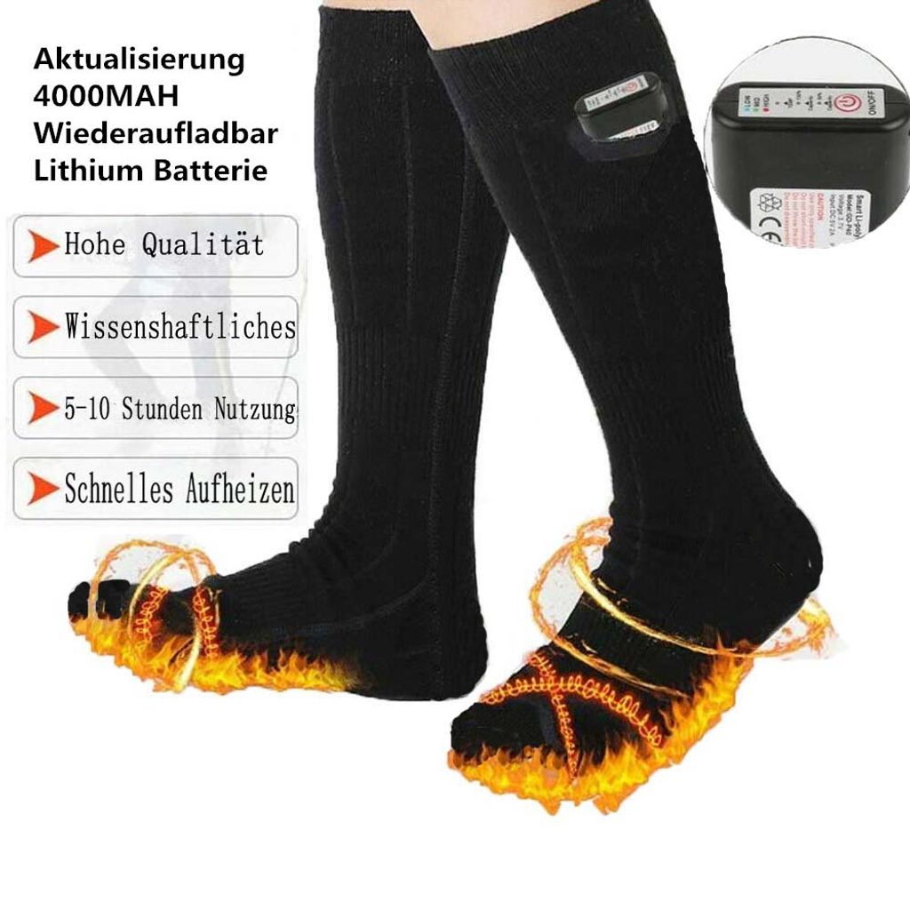 4000mAh USB Beheizbare Strümpfe Beheizte Kuschel Socken Winter Fußwärmer Socken 