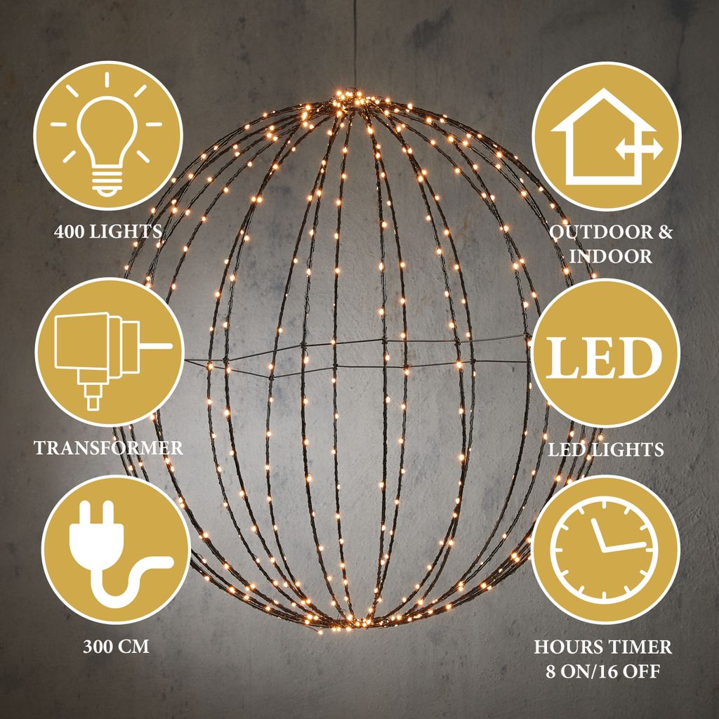 LED Lichterkugeln – Faltbare Weihnachtskugel, Outdoor Deko, 40 Cm Oder 50 Cm, Mehrfarbige Lichter Für Garten, Terrasse Und Innenraum