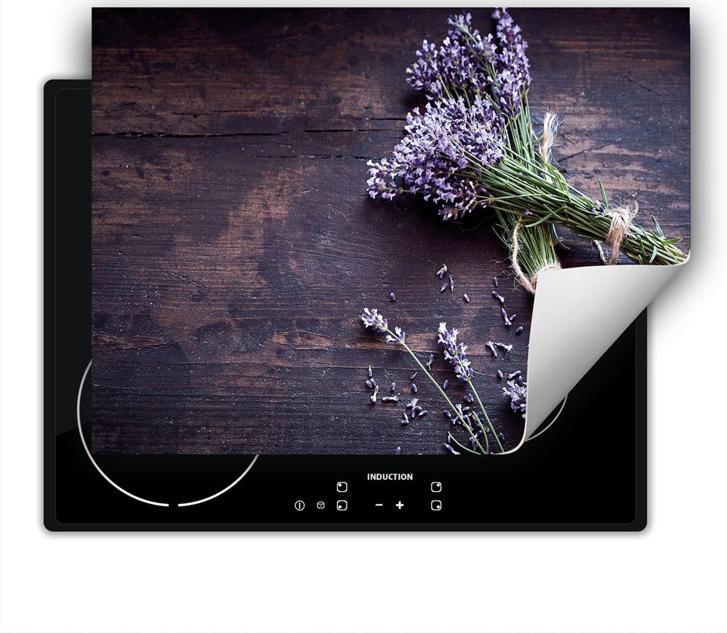 DarHaus Herdabdeckplatte 80x52 cm Anti Rutsch Matte Aufrollbar, Lavendel - Holz