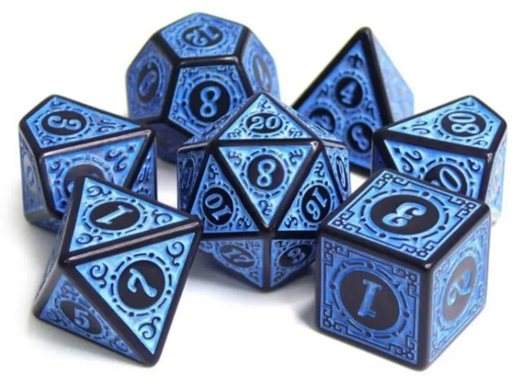Dés JDR Magic Flame bleu lisibles et équilibrés pour éviter les échecs